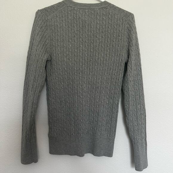 Tommy Hilfiger Cotton + Cashmere grey V neck sweater Preppy Light Academia - Picture 2 of 10